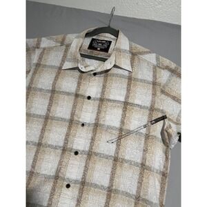y2k ecko unltd by marc ecko beige ss button up dress shirt, men's 3x